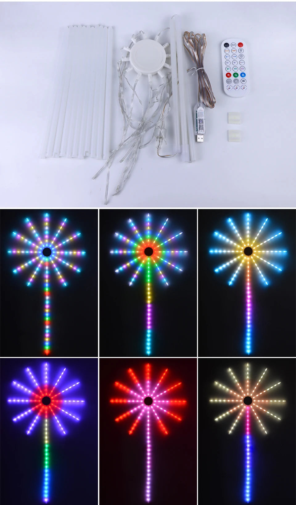tekzi RGB-LED-Feuerwerkleuchte mit USB