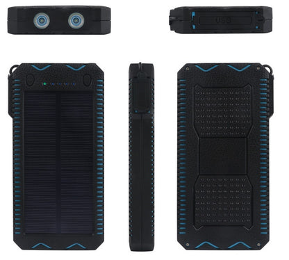 tekzi Solar-Powerbank mit 15.000 mAh und zwei LED-Leuchten – Produktabbildung
