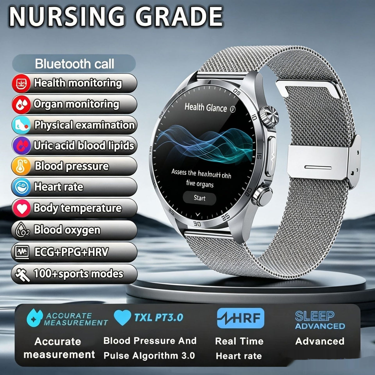 tekzi Smartwatch mit 2-Zoll-AMOLED-Anzeige und Bluetooth-Telefonie – Produktabbildung