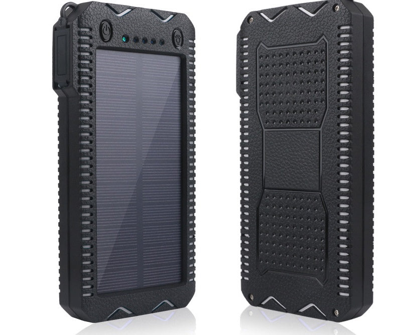 tekzi Solar-Powerbank mit 15.000 mAh und zwei LED-Leuchten – Produktabbildung