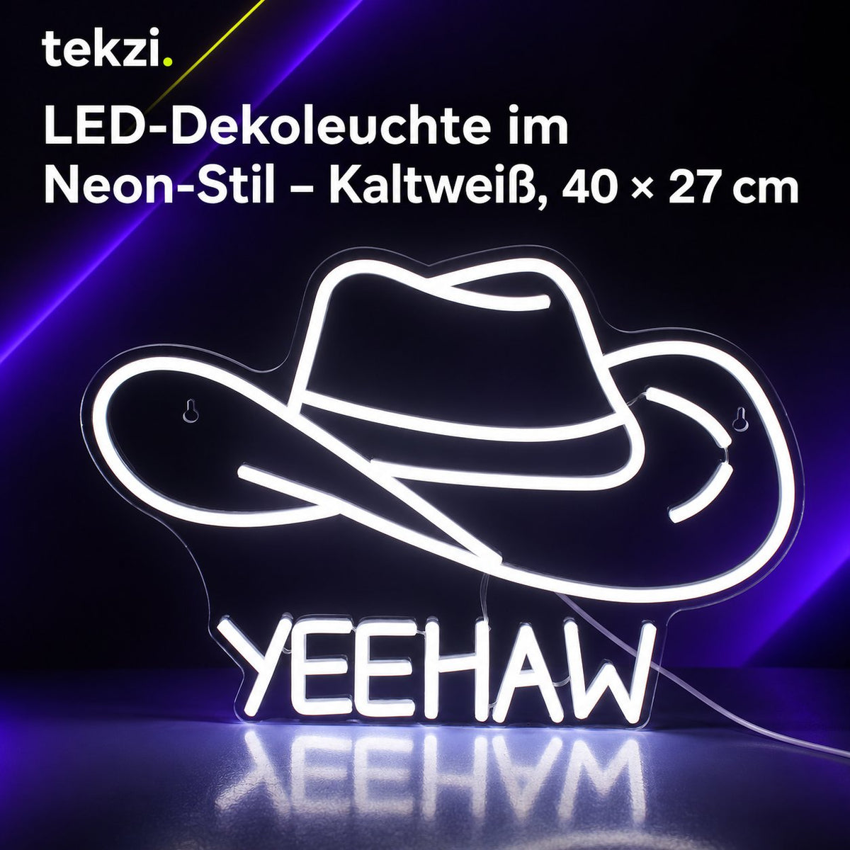 tekzi LED-Dekoleuchte im Neon-Stil – Kaltweiß, 40 × 27 cm – Ansicht 1 im TEKZI-Design