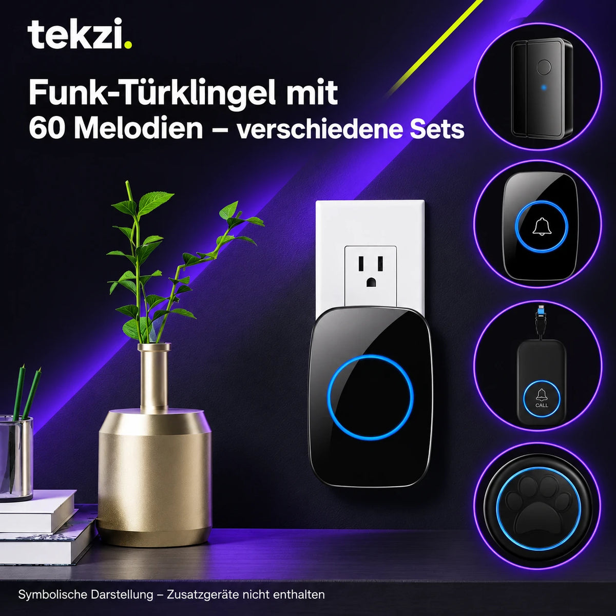 tekzi Funk-Türklingel mit 60 Melodien – verschiedene Sets – Ansicht 8 im TEKZI-Design