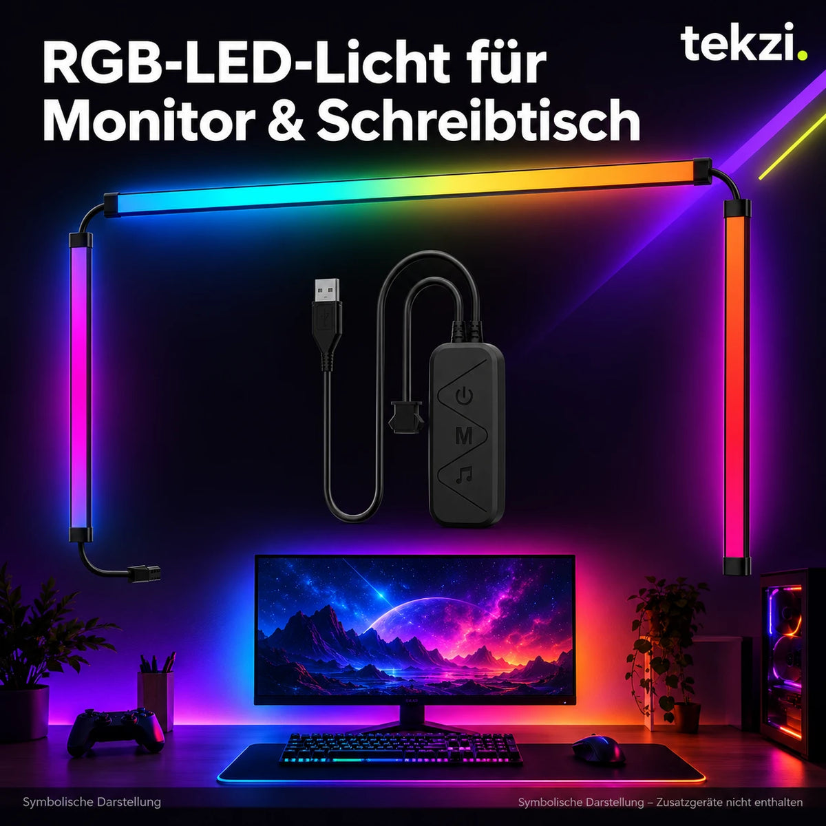 tekzi RGB-LED-Licht für Monitor & Schreibtisch – Ansicht 16 im TEKZI-Design