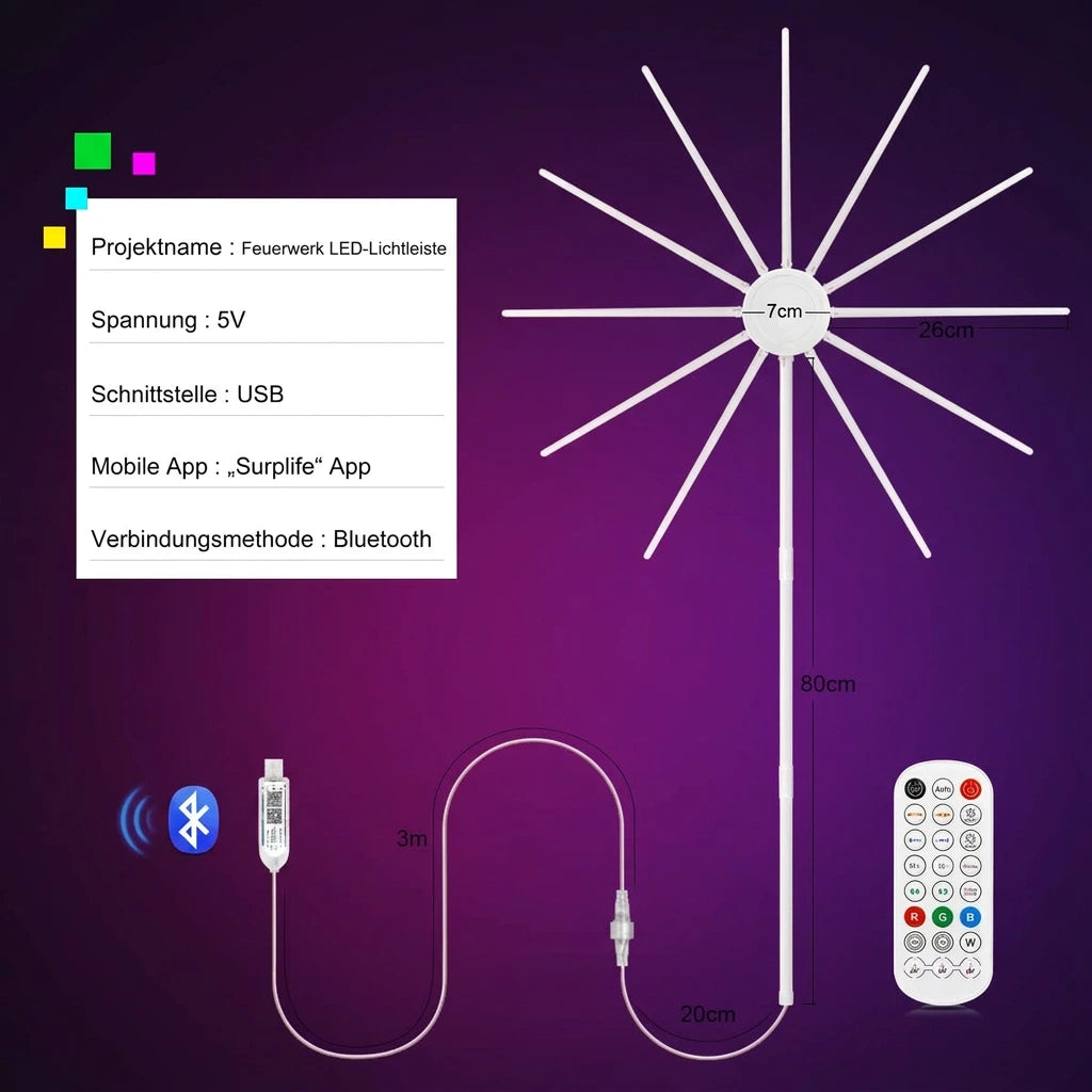 tekzi RGB-LED-Feuerwerkleuchte mit USB