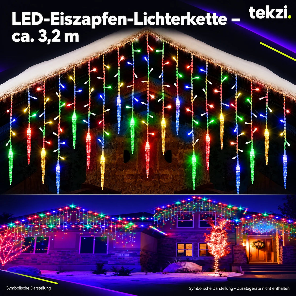 tekzi LED-Eiszapfen-Lichterkette – ca. 3,2 m – Ansicht 15 im TEKZI-Design