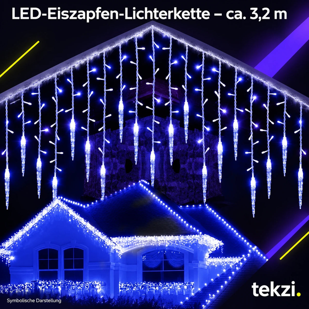 tekzi LED-Eiszapfen-Lichterkette – ca. 3,2 m – Ansicht 5 im TEKZI-Design