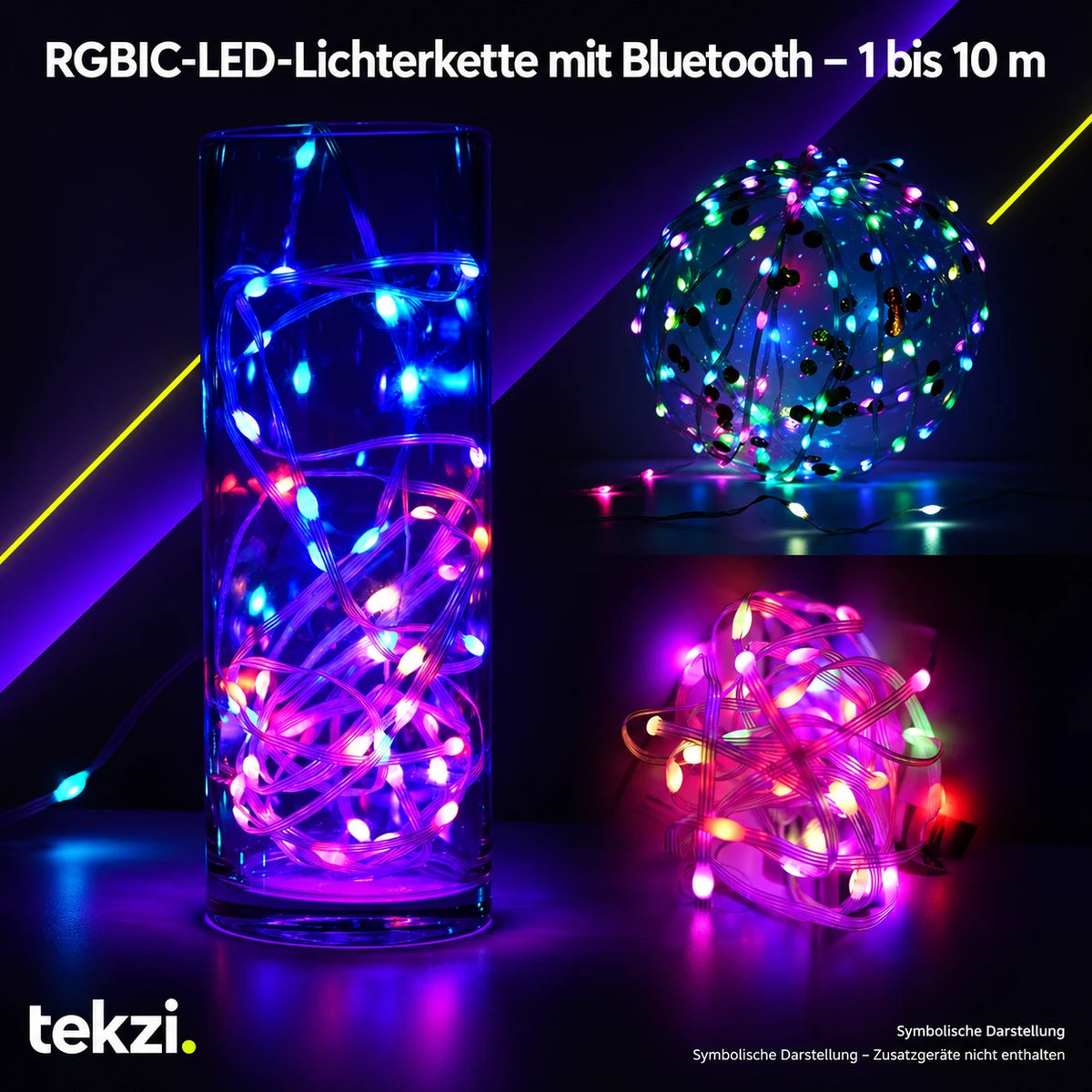 tekzi RGBIC-LED-Lichterkette mit Bluetooth – 1 bis 10 m – Ansicht 19 im TEKZI-Design