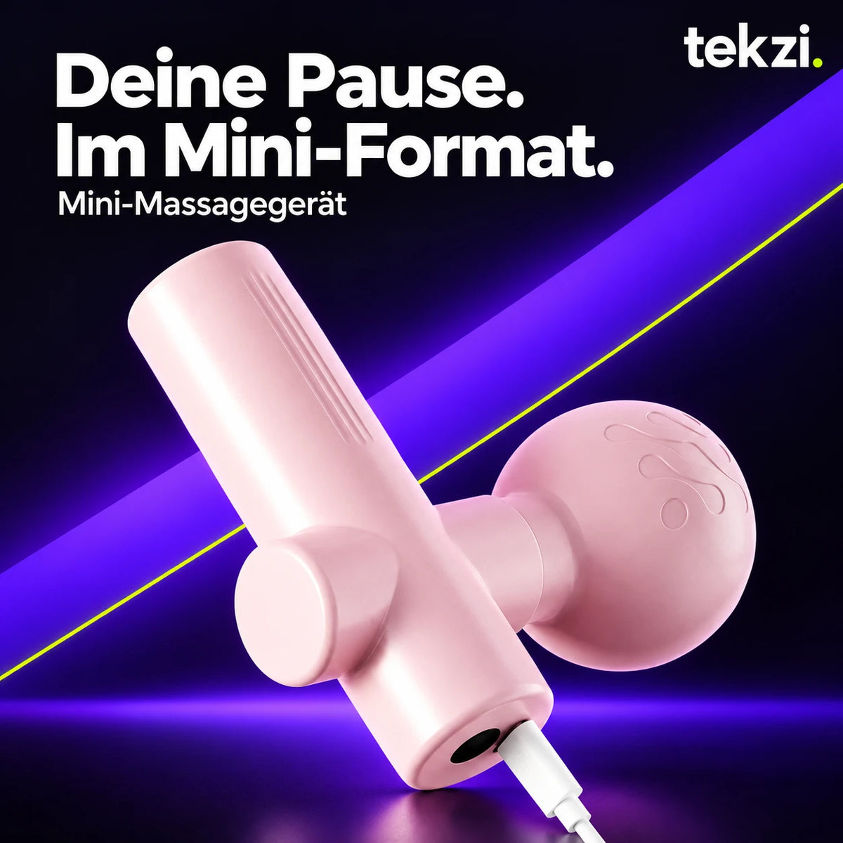 Rosa Mini-Massagegerät mit USB-Anschluss – Hauptbild im TEKZI-Design