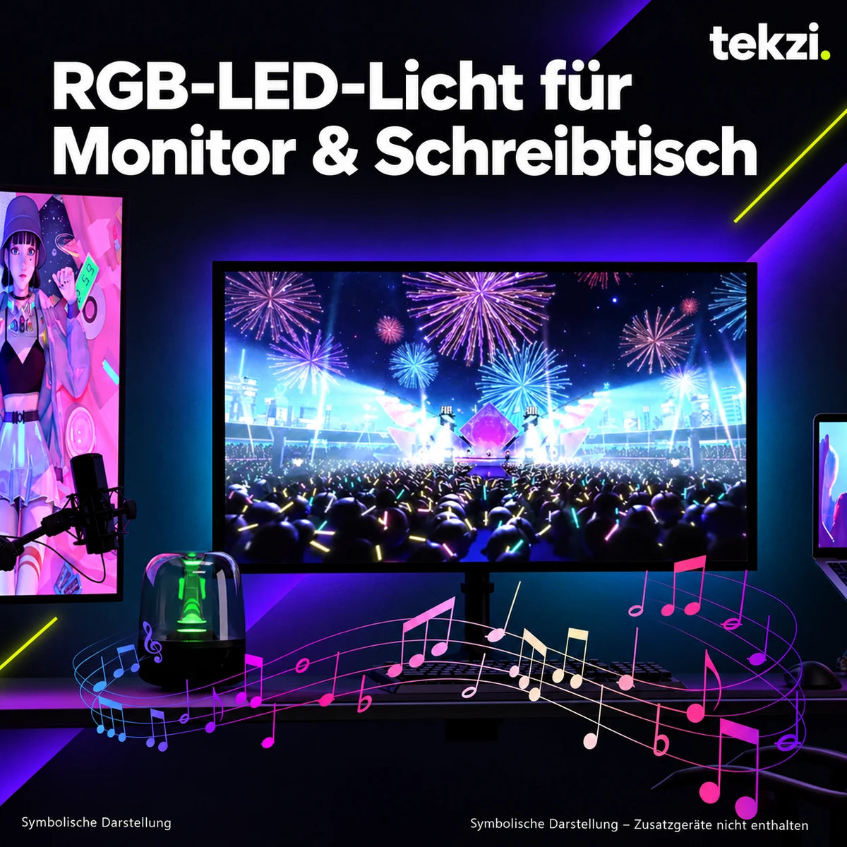 tekzi RGB-LED-Licht für Monitor & Schreibtisch – Ansicht 4 im TEKZI-Design