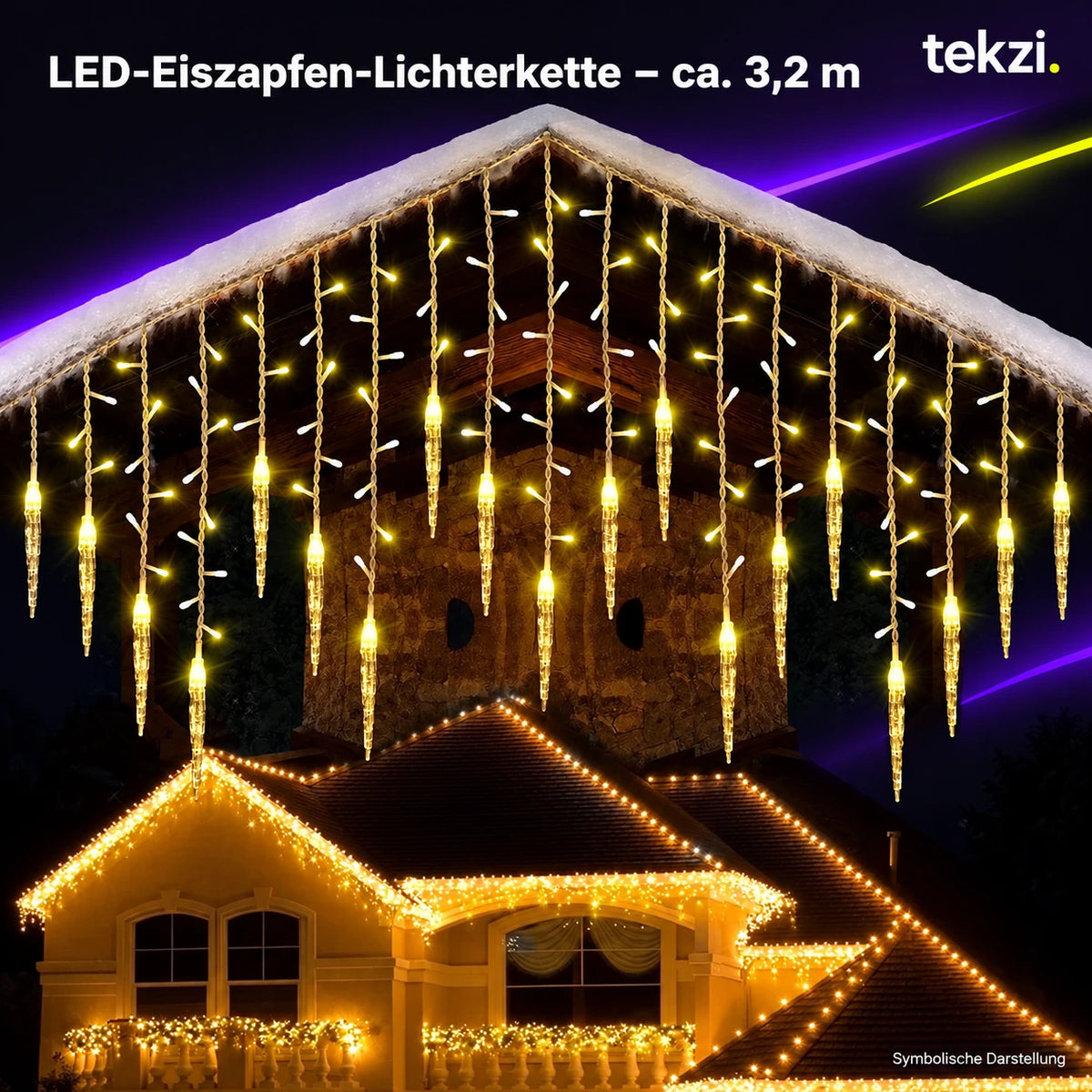 tekzi LED-Eiszapfen-Lichterkette – ca. 3,2 m – Ansicht 3 im TEKZI-Design