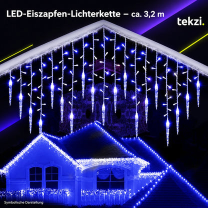 tekzi LED-Eiszapfen-Lichterkette – ca. 3,2 m – Ansicht 10 im TEKZI-Design
