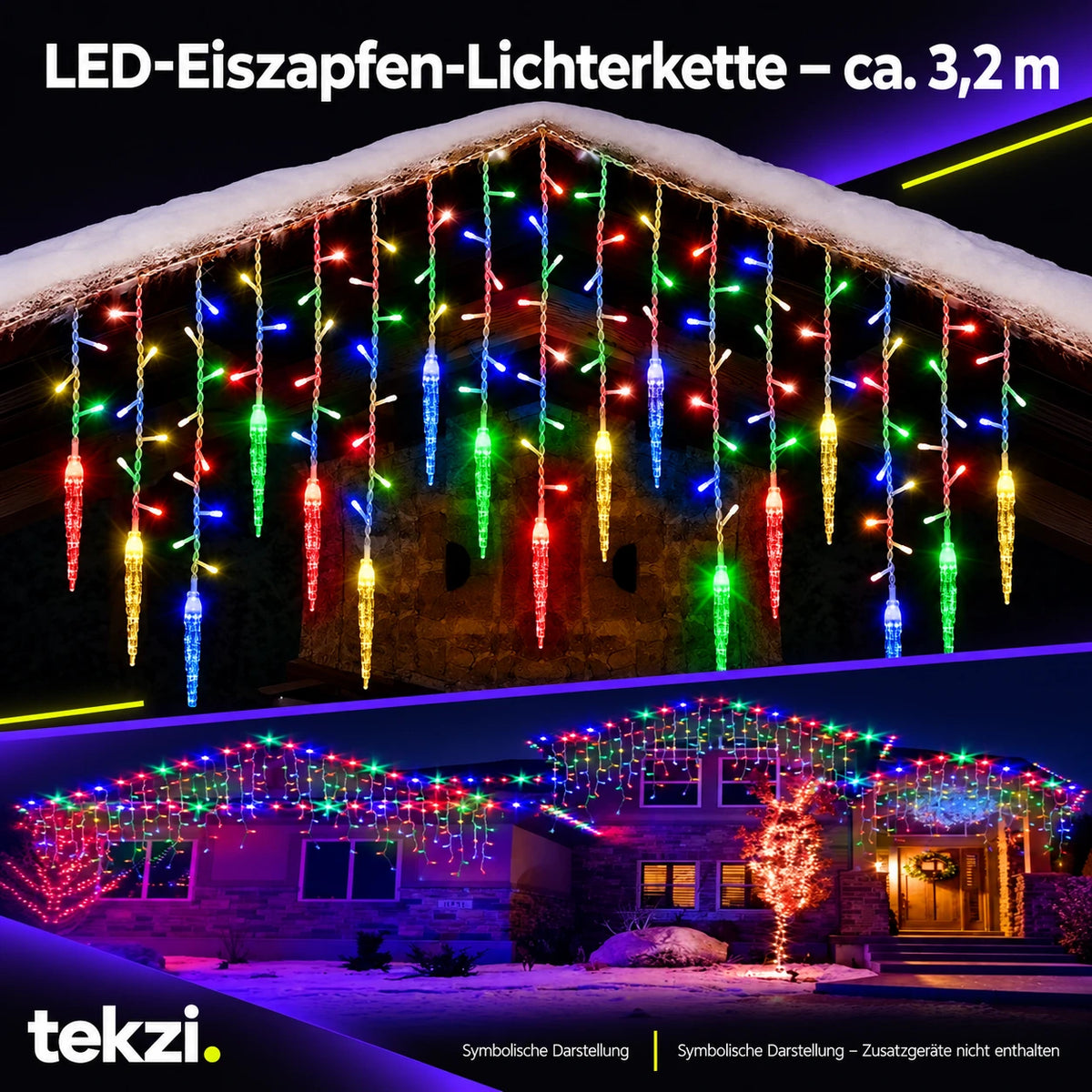 tekzi LED-Eiszapfen-Lichterkette – ca. 3,2 m – Ansicht 2 im TEKZI-Design