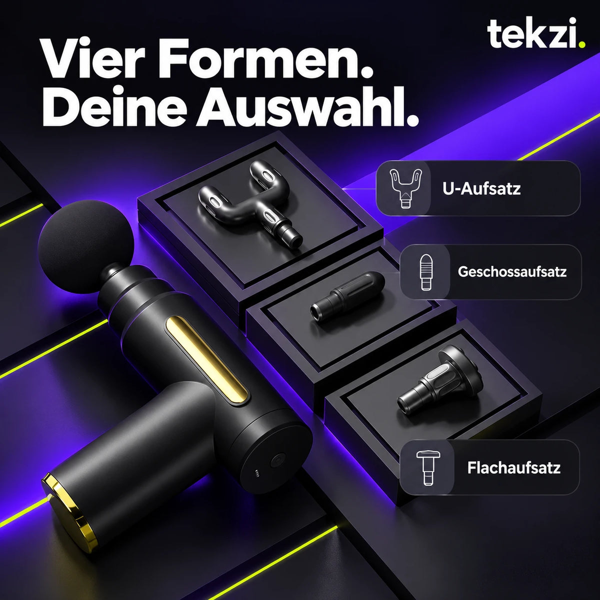 Windaily Mini-Massagepistole mit Kugelkopf und drei weiteren Aufsätzen im TEKZI-Design