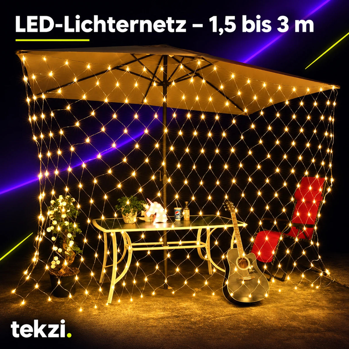 tekzi LED-Lichternetz – 1,5 bis 3 m – Ansicht 3 im TEKZI-Design