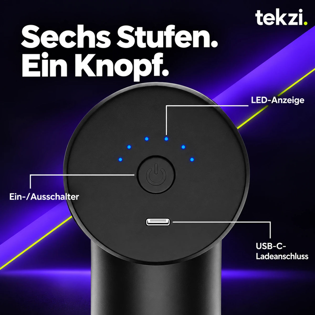 Windaily Mini-Massagepistole mit sechs Stufen, Bedienfeld im TEKZI-Design