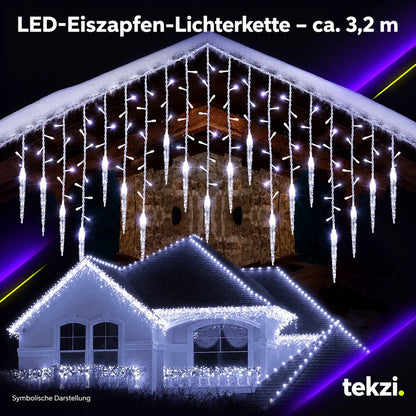 tekzi LED-Eiszapfen-Lichterkette – ca. 3,2 m – Ansicht 1 im TEKZI-Design