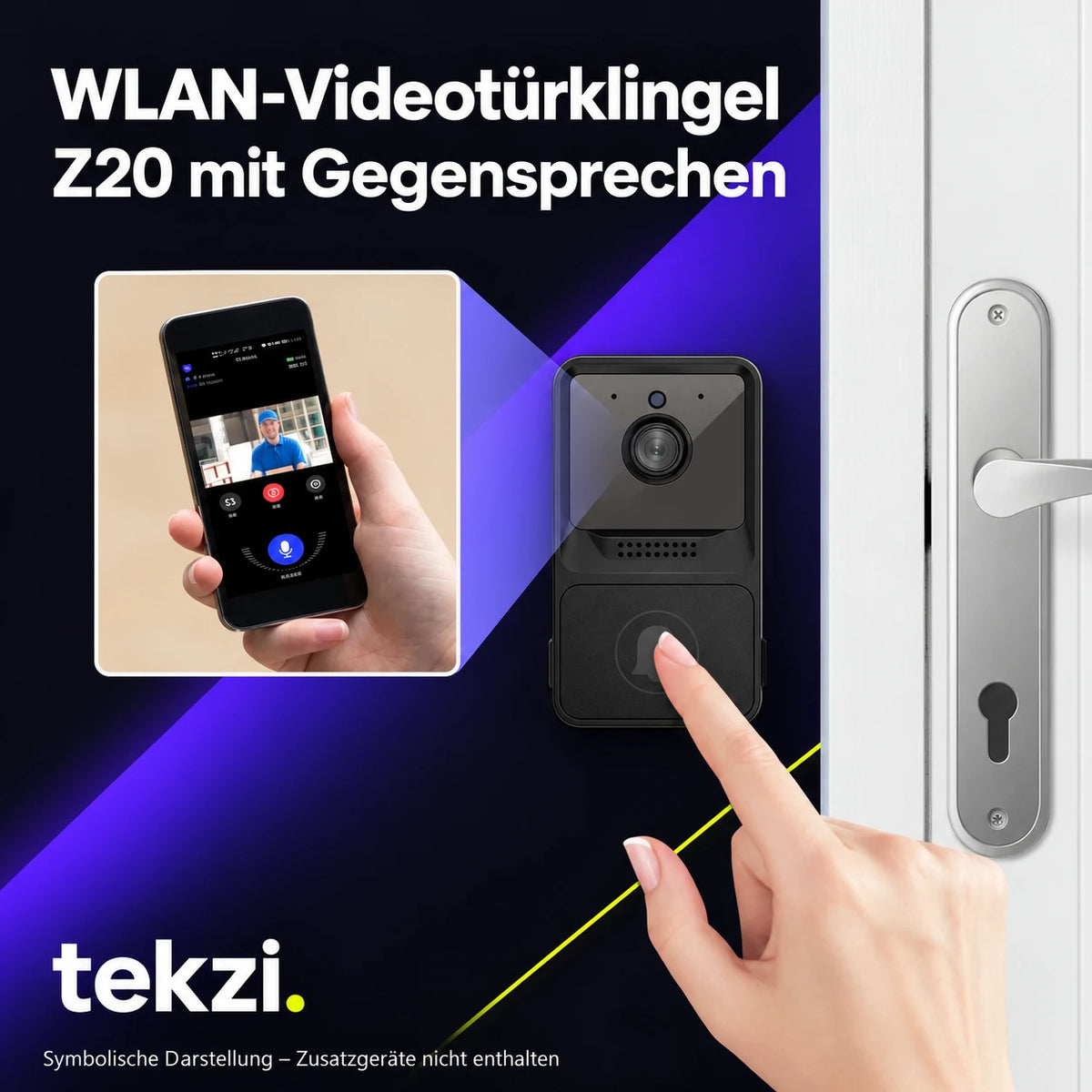 tekzi WLAN-Videotürklingel Z20 mit Gegensprechen – Ansicht 4 im TEKZI-Design