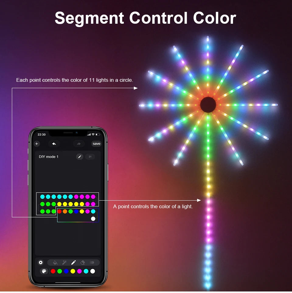 tekzi RGB-LED-Feuerwerkleuchte mit USB