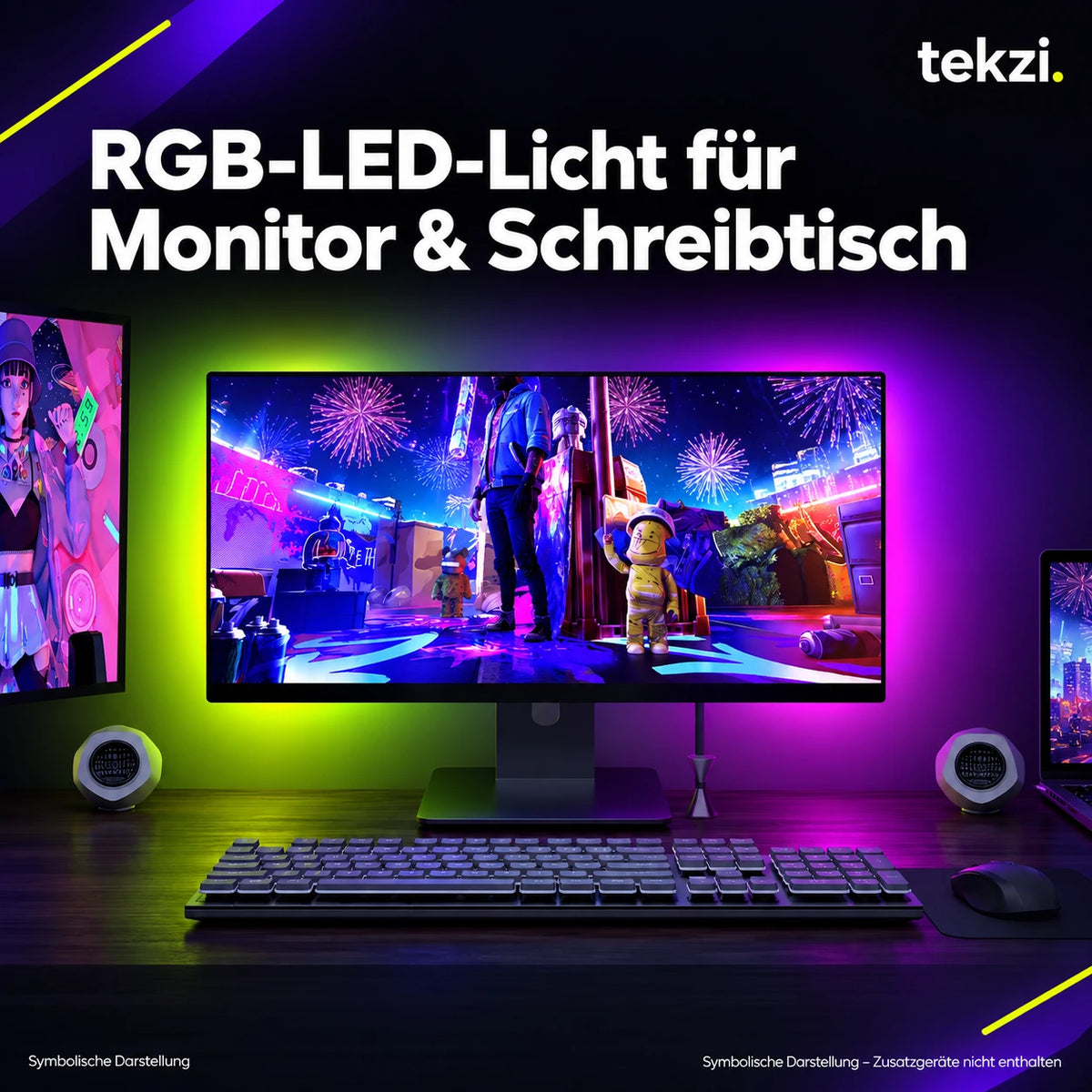 tekzi RGB-LED-Licht für Monitor & Schreibtisch – Ansicht 12 im TEKZI-Design