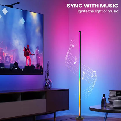 Smart RGB LED Floor Lamp with Remote Control and USB Port, APP-Controlled Ambient Light for Living Room Bedroom