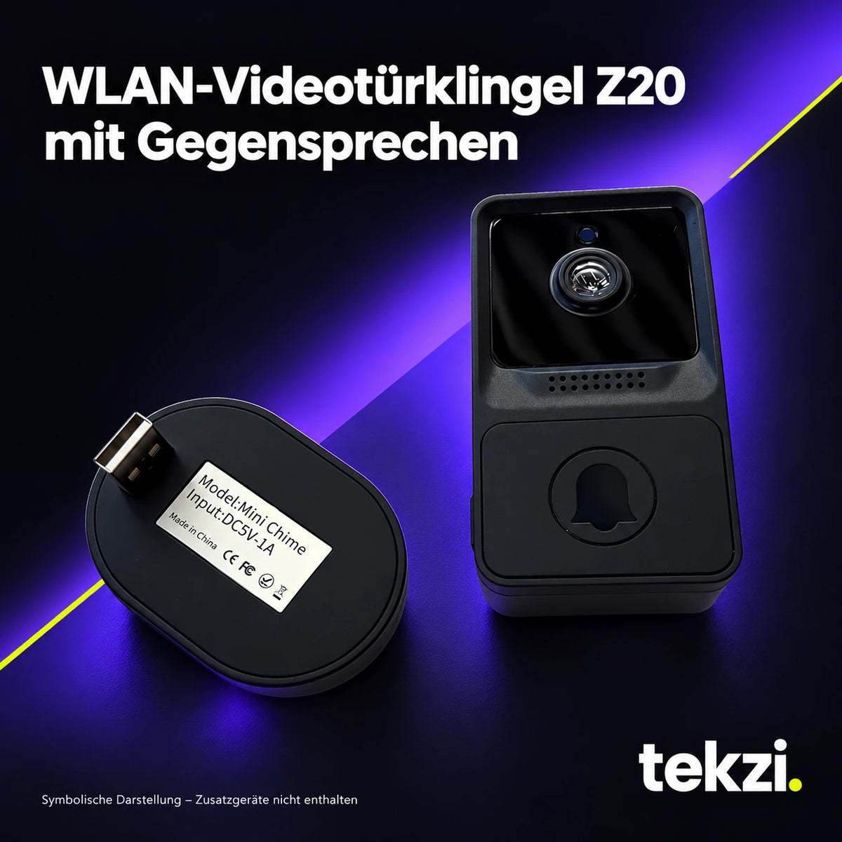 tekzi WLAN-Videotürklingel Z20 mit Gegensprechen – Ansicht 6 im TEKZI-Design