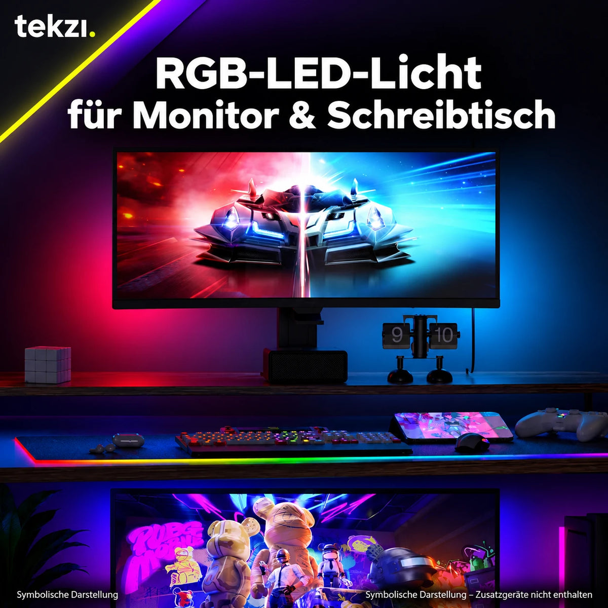 tekzi RGB-LED-Licht für Monitor & Schreibtisch – Ansicht 11 im TEKZI-Design