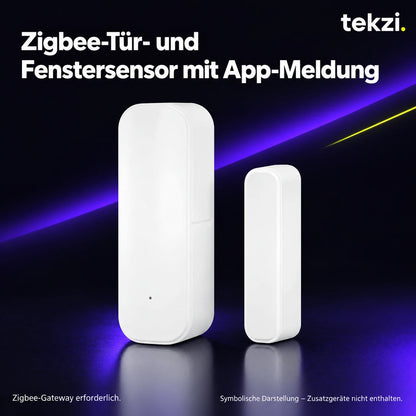 tekzi Zigbee-Tür- und Fenstersensor mit App-Meldung – Ansicht 7 im TEKZI-Design