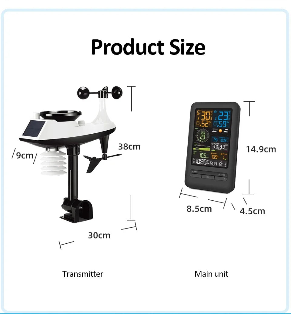 WiFi Smart Weather Station Smart Home Digital Thermometer with Sensor Temperature Humidity Date Light Index Air Quality Monitor