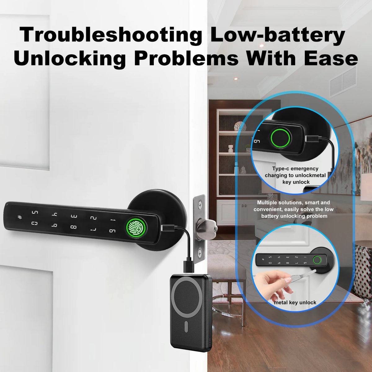 tekzi Tuya-Türgriffschloss 4-in-1 mit Fingerabdruck und Bluetooth