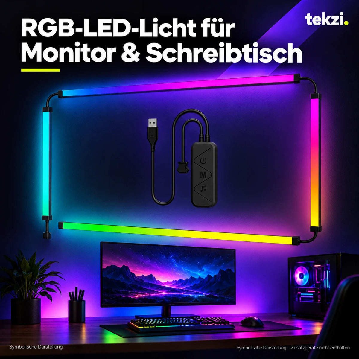 tekzi RGB-LED-Licht für Monitor & Schreibtisch – Ansicht 20 im TEKZI-Design
