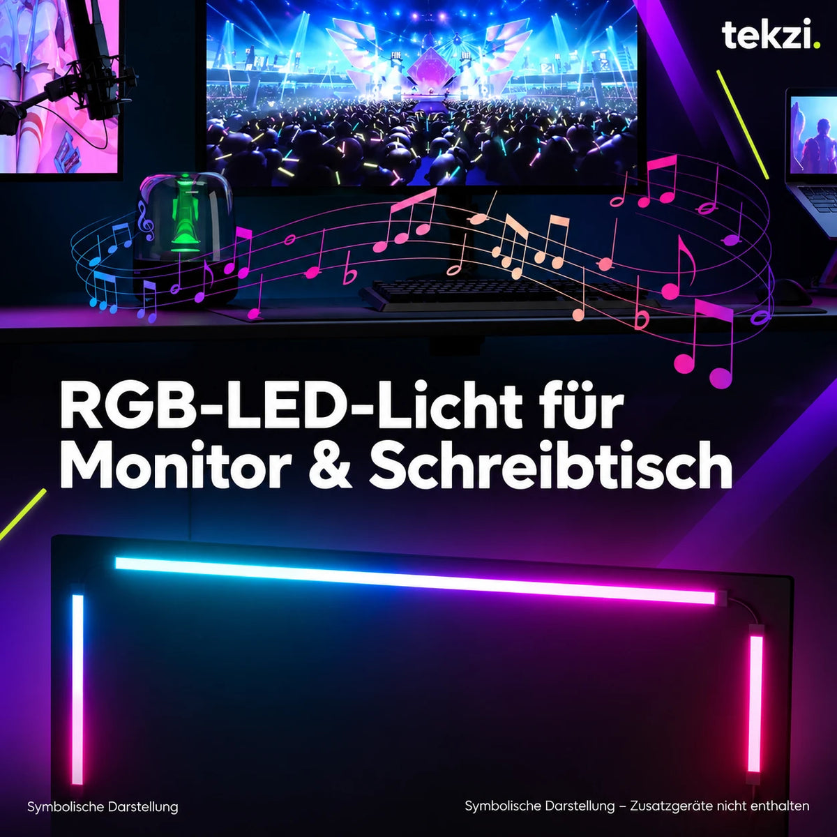 tekzi RGB-LED-Licht für Monitor & Schreibtisch – Ansicht 13 im TEKZI-Design