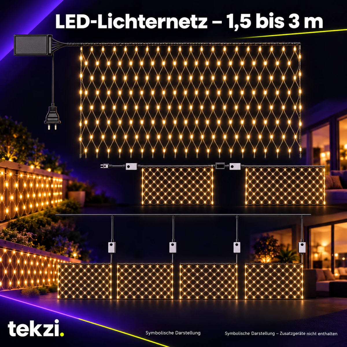 tekzi LED-Lichternetz – 1,5 bis 3 m – Ansicht 5 im TEKZI-Design