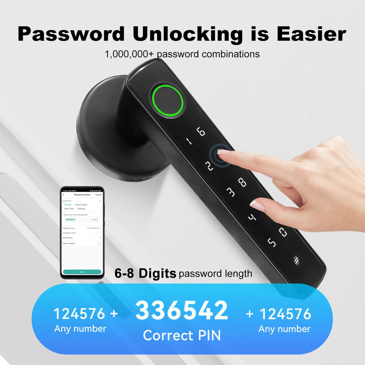 tekzi Tuya-Türgriffschloss 4-in-1 mit Fingerabdruck und Bluetooth