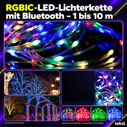 tekzi RGBIC-LED-Lichterkette mit Bluetooth – 1 bis 10 m – Ansicht 6 im TEKZI-Design