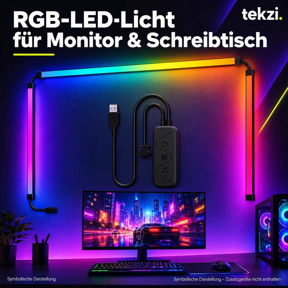 tekzi RGB-LED-Licht für Monitor & Schreibtisch – Ansicht 17 im TEKZI-Design
