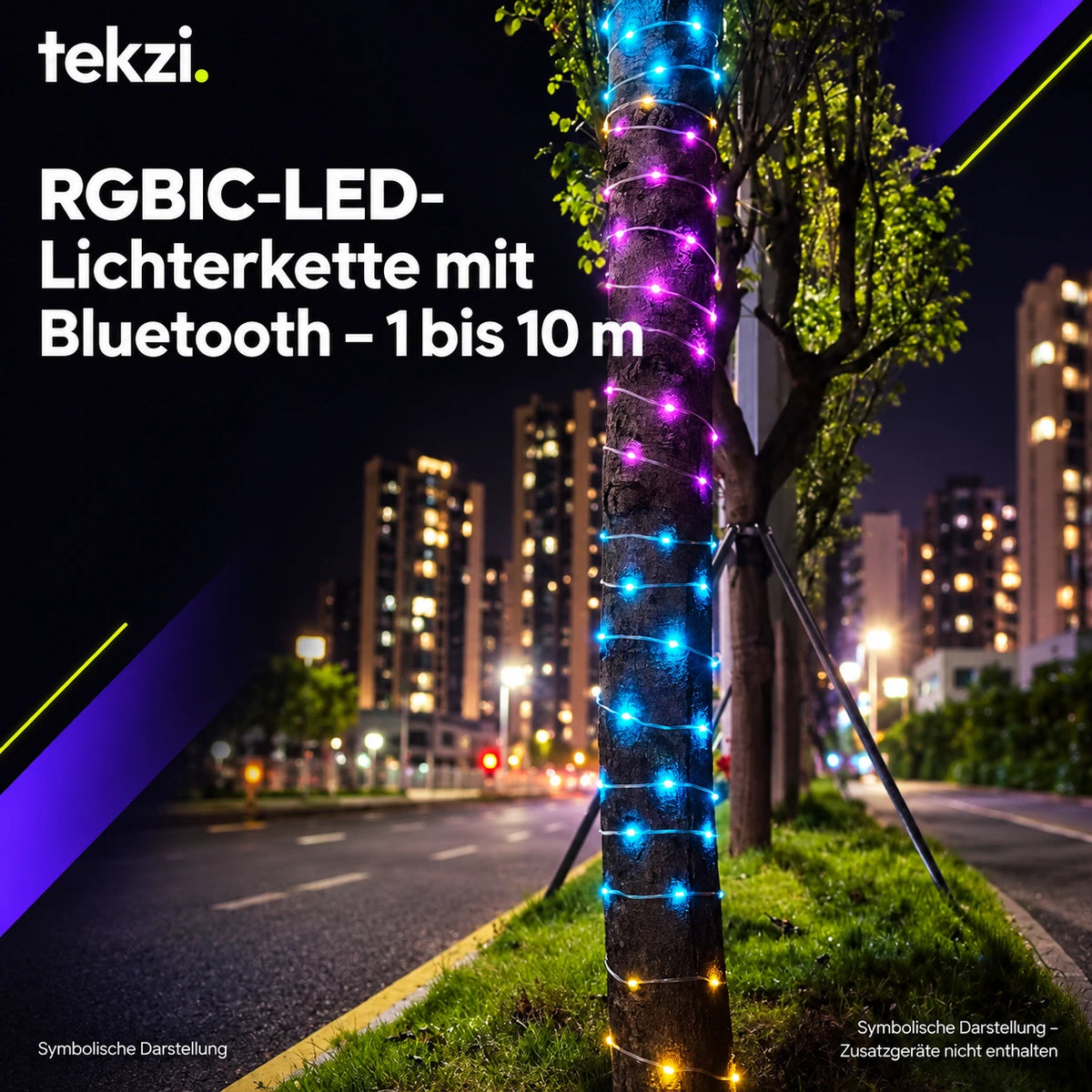 tekzi RGBIC-LED-Lichterkette mit Bluetooth – 1 bis 10 m – Ansicht 18 im TEKZI-Design