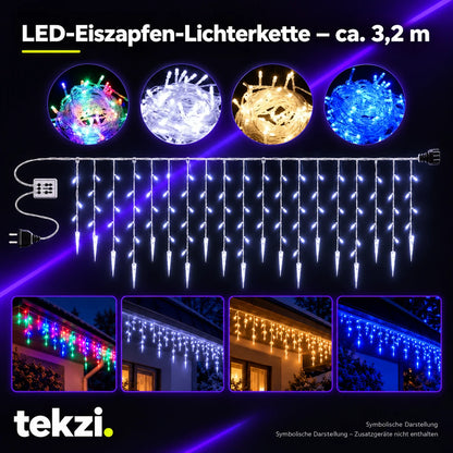 tekzi LED-Eiszapfen-Lichterkette – ca. 3,2 m – Ansicht 6 im TEKZI-Design