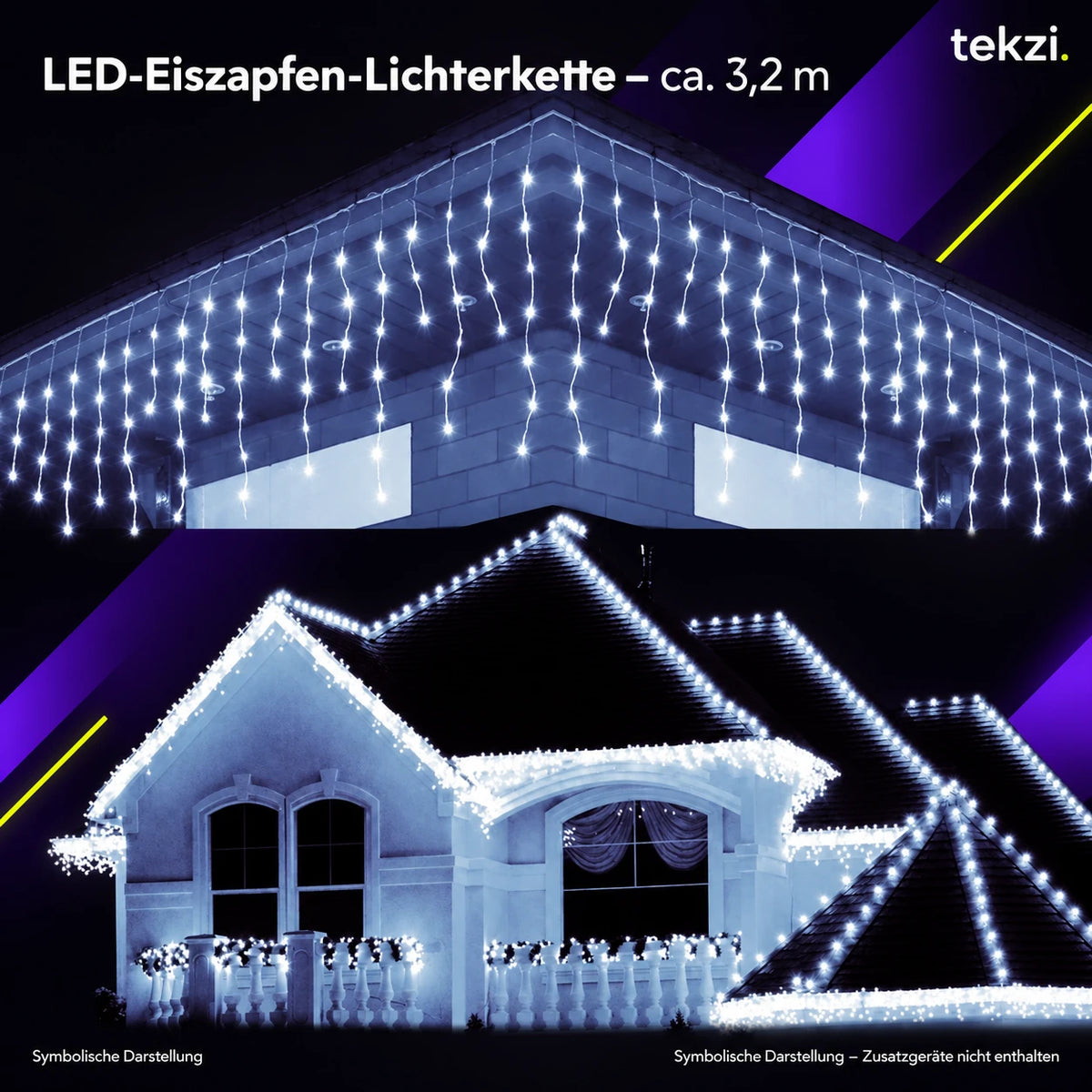 tekzi LED-Eiszapfen-Lichterkette – ca. 3,2 m – Ansicht 11 im TEKZI-Design
