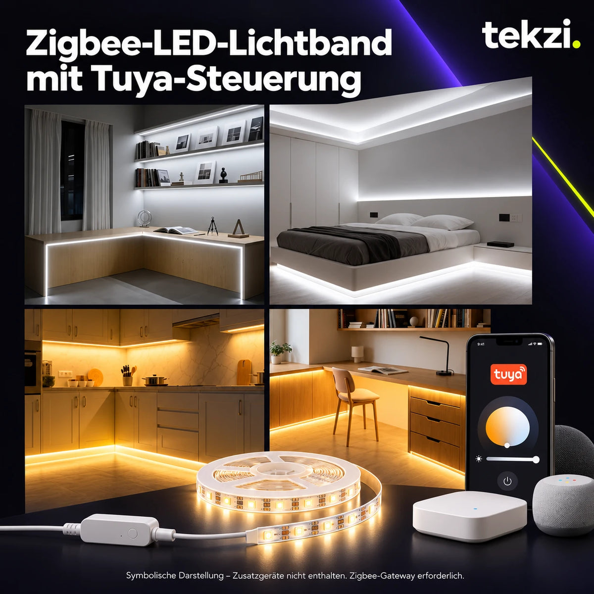 Zigbee-LED-Lichtband mit Tuya-Steuerung – Ansicht 14 im TEKZI-Design