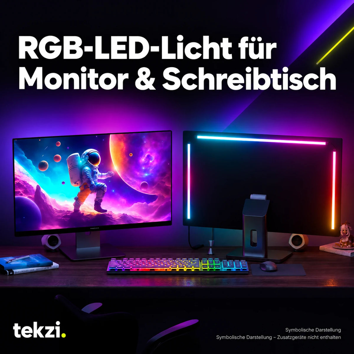 tekzi RGB-LED-Licht für Monitor & Schreibtisch – Ansicht 2 im TEKZI-Design