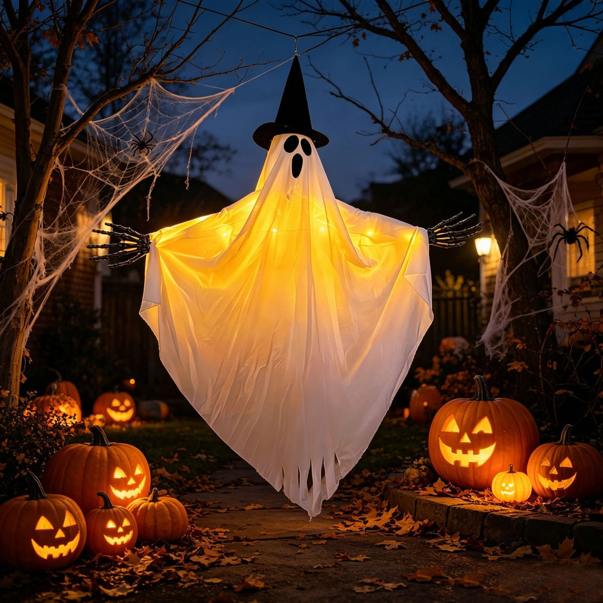 tekzi Halloween-Dekoration aus Stoff – leuchtender Hexenhut – Produktabbildung