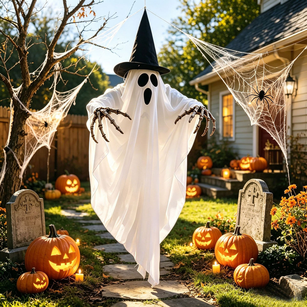 tekzi Halloween-Dekoration aus Stoff – leuchtender Hexenhut – Produktabbildung