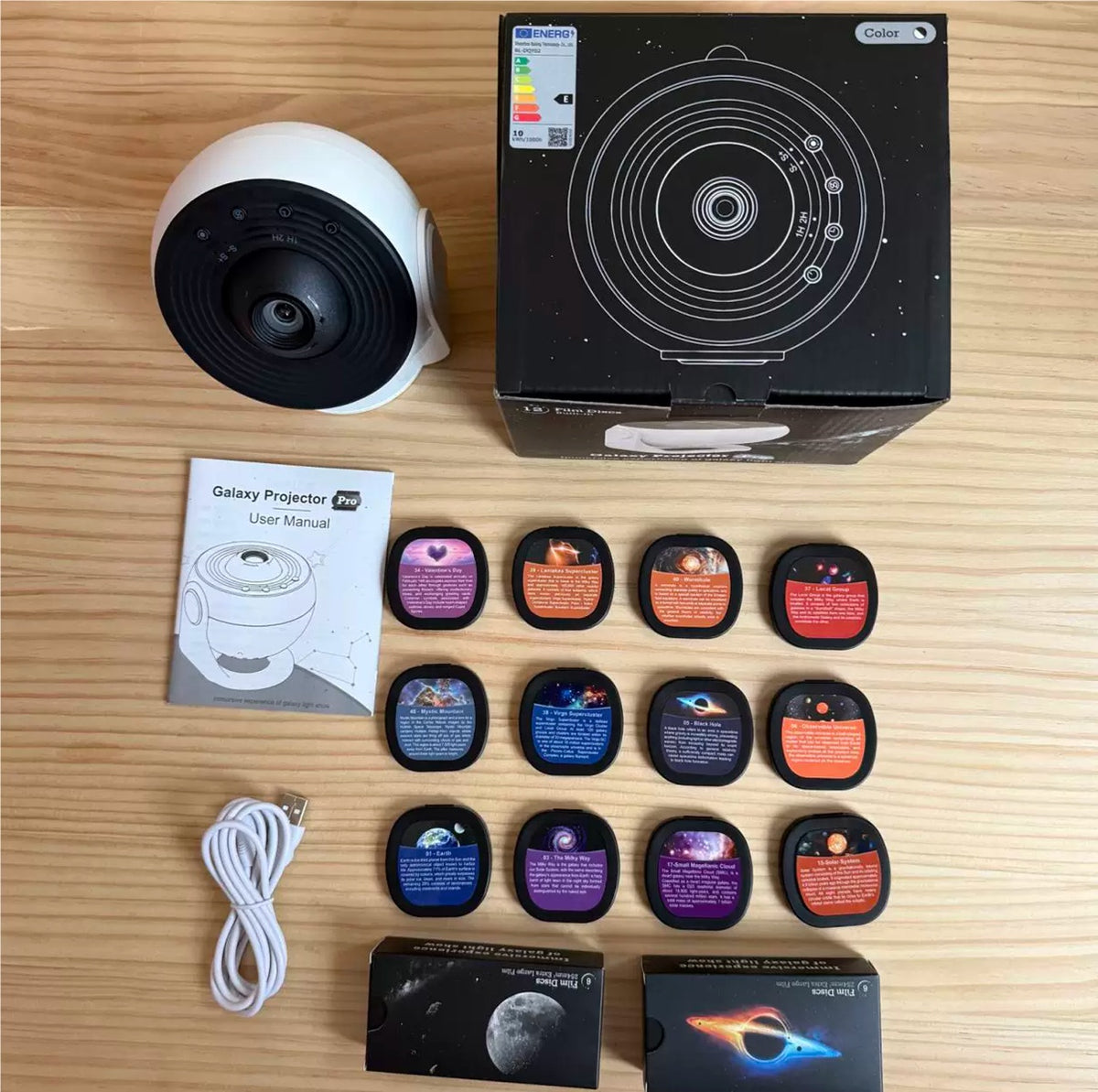 tekzi Sternenhimmel-Projektionsleuchte mit Motivfolien und USB-C – Produktabbildung