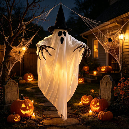 tekzi Halloween-Dekoration aus Stoff – leuchtender Hexenhut – Produktabbildung